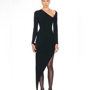 Alexander Wang Black Asymmetrical Long Dress With Diagonal Hem